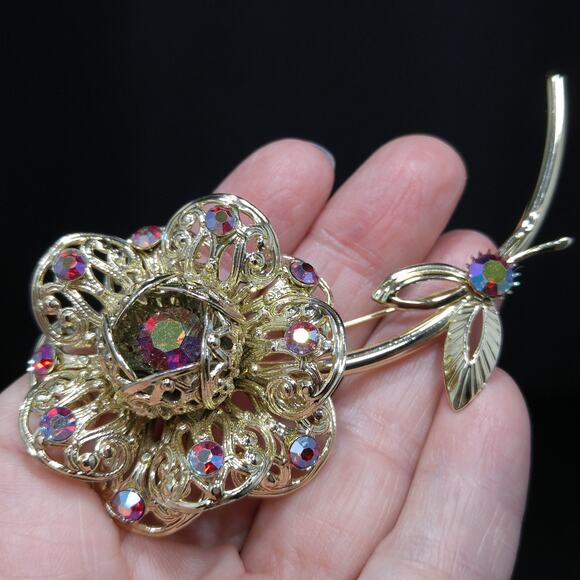 Vintage Sarah Coventry Large Flower Rose Brooch, 1960s - Picture 10 of 10